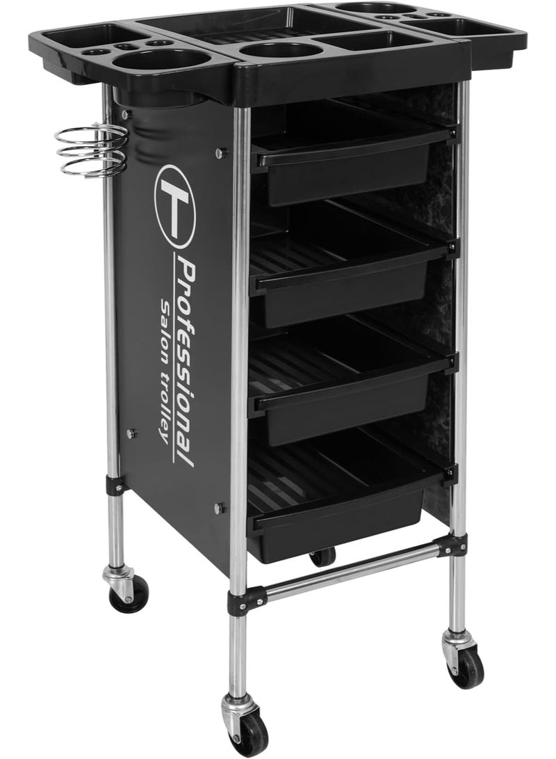 ميشيدا عربة ترولي مثالية لمحطة صالون الشعر - عربة تجميل دوارة موفرة للمساحة لتخزين إضافي، 4 صواني - Image 1